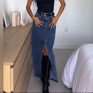 Princess Polly Batkins Dark Wash Denim Maxi Skirt NWT Size 12